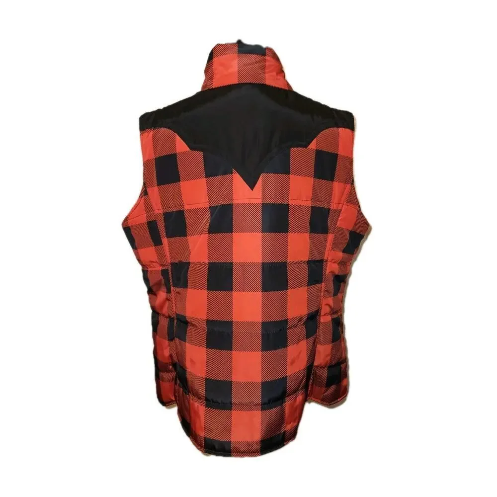 Ariat County Quilted Red Black Plaid Puffer Vest Women's XXL EUC